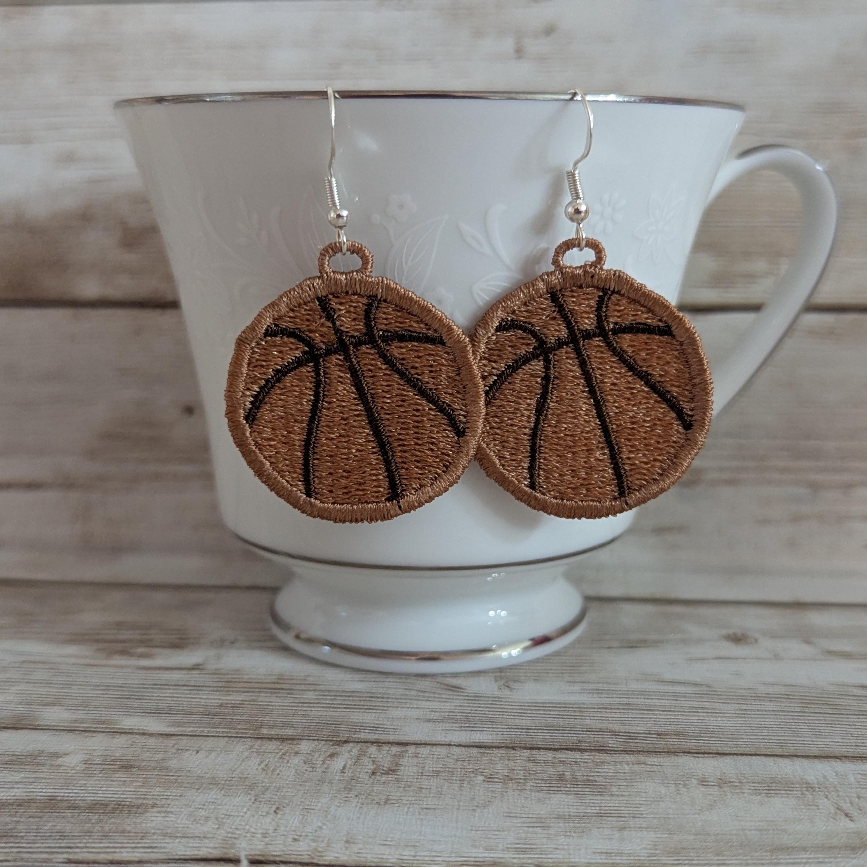 Basketball embroidered drop earrings