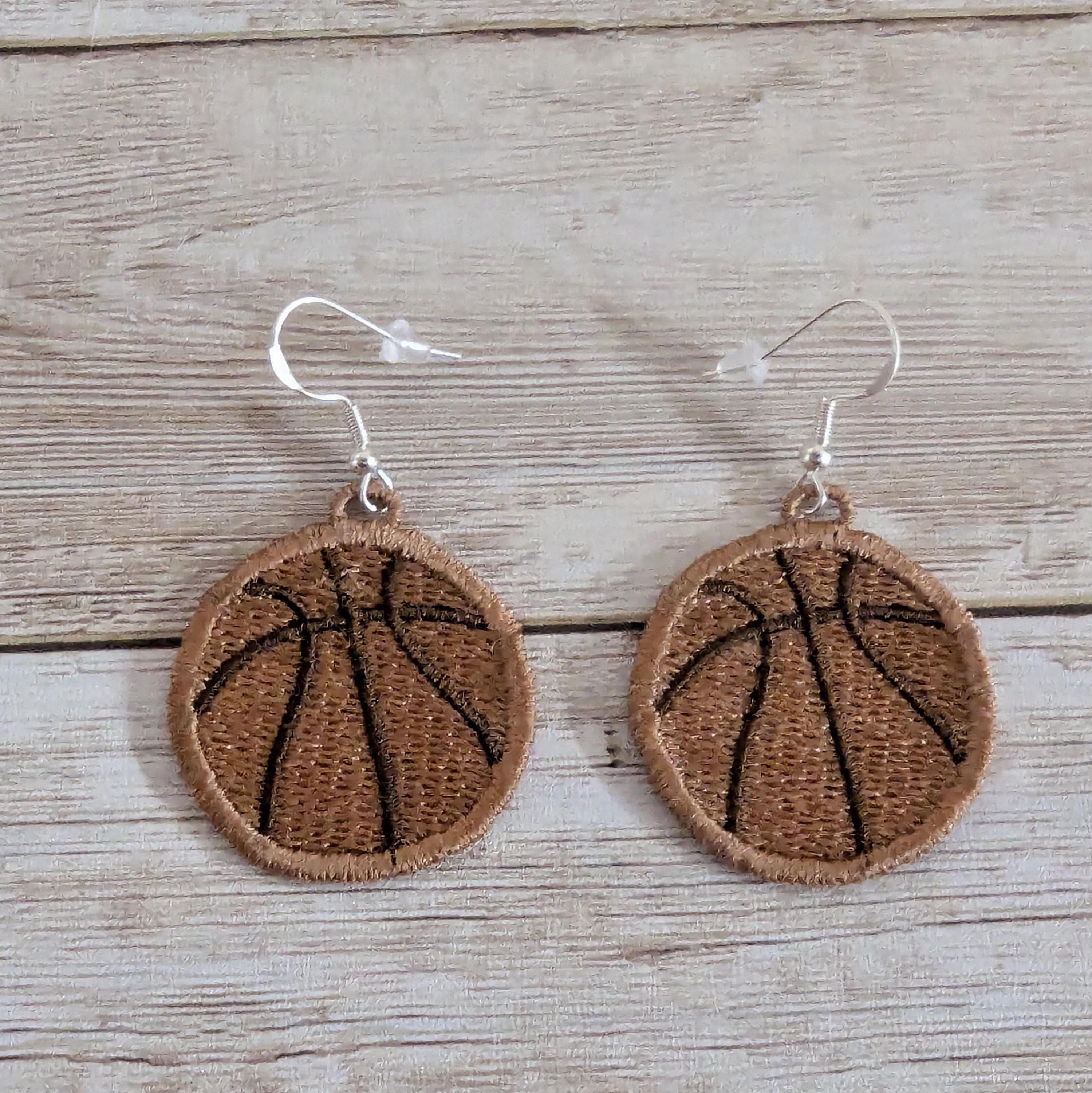 Basketball embroidered drop earrings
